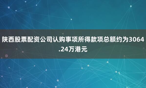陕西股票配资公司认购事项所得款项总额约为3064.24万港元