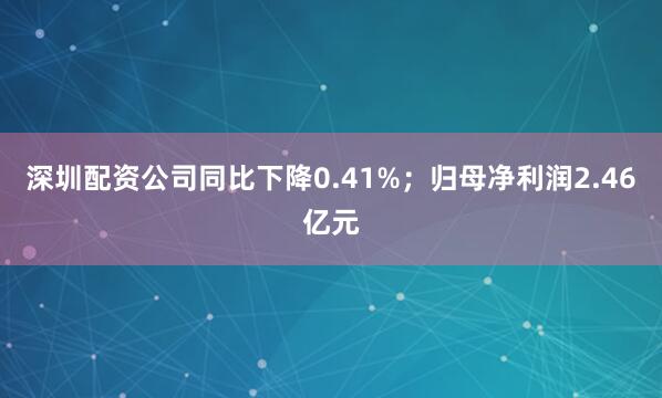 深圳配资公司同比下降0.41%；归母净利润2.46亿元